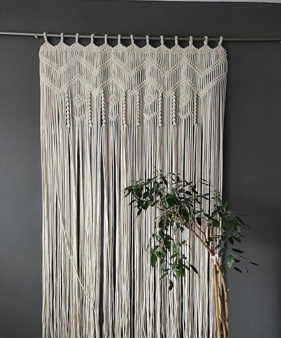 Beautiful Handmade Macrame Curtains For Home 7 feet - Leechoo